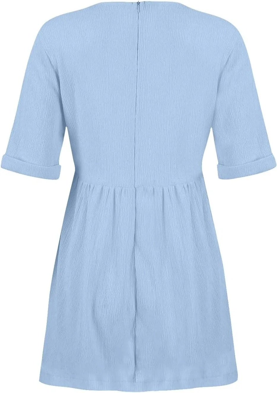 Xiaojmake Sleeveless Summer Dresses for Women Textured Pleated Line Mini Tshirt Dress with Pockets V Neck Loose Shift Dress