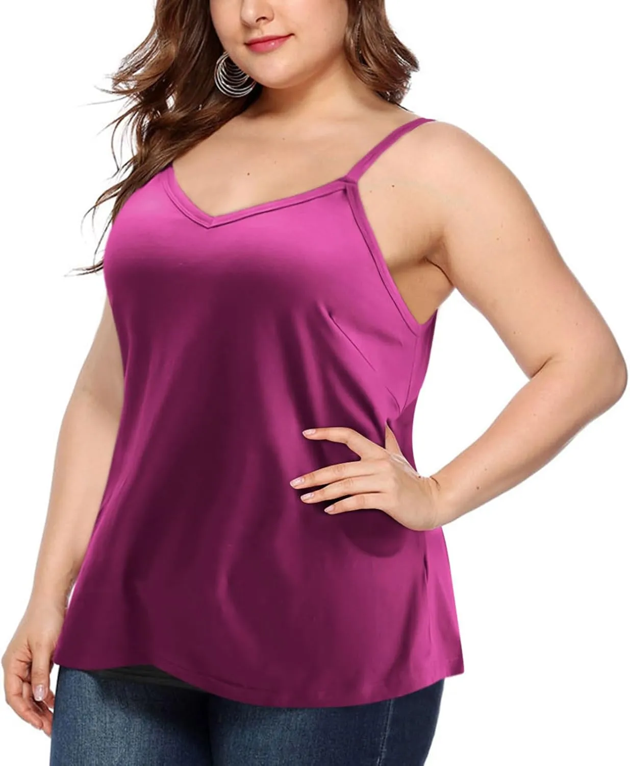 Xiaojmake Women Silk Satin Tank Tops Plus Size 2025 V Neck Adjustable Spaghetti Strap Sleeveless Camisole Summer Basic Shirt