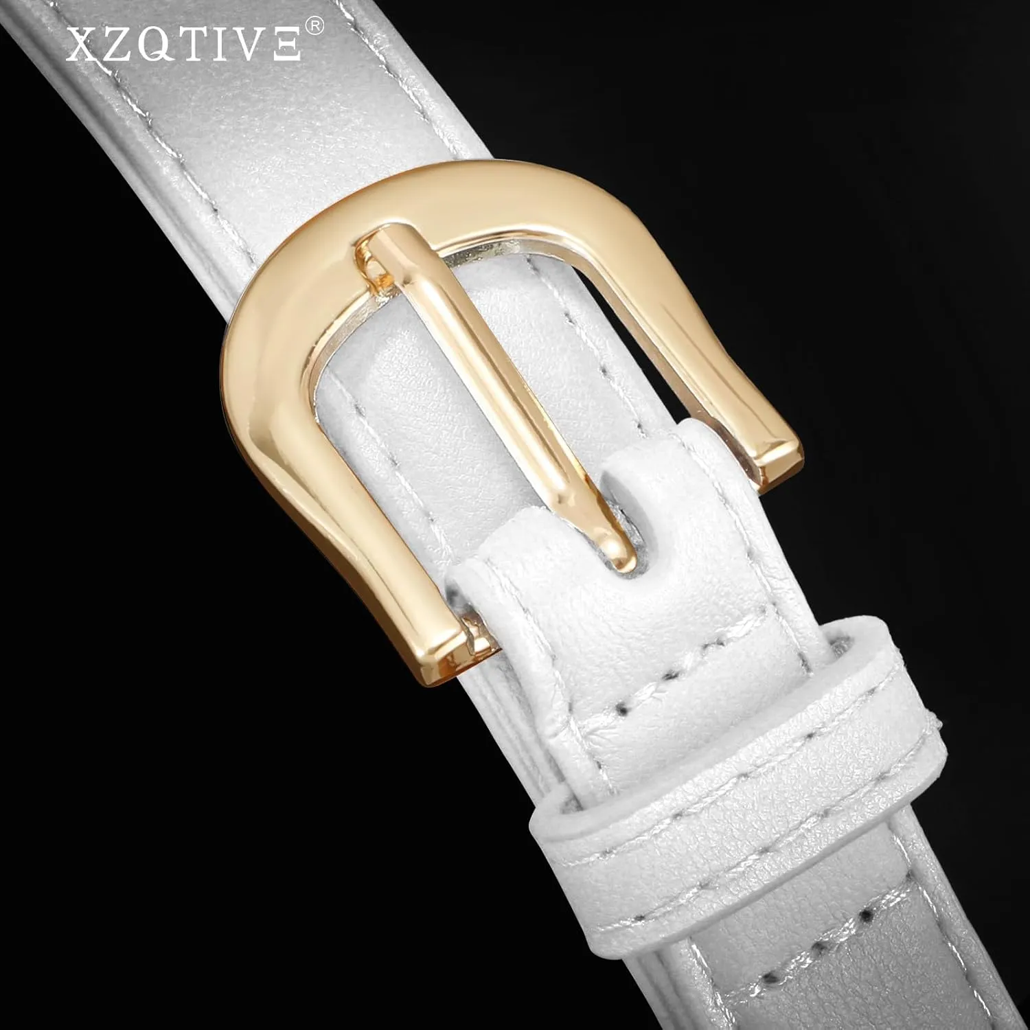 XZQTIVE 2 Pack 0.71'' Women Skinny Leather Belts for Jeans Dress Pants Thin Black Brown Belt for Ladies with Gold Buckle