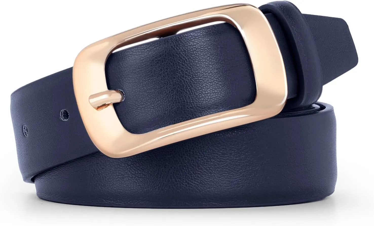 XZQTIVE Women Leather Belts for Jeans Pants, Black/Brown Waist Dress Belts with Gold/Silver Buckles, Fit Sizes S to XL