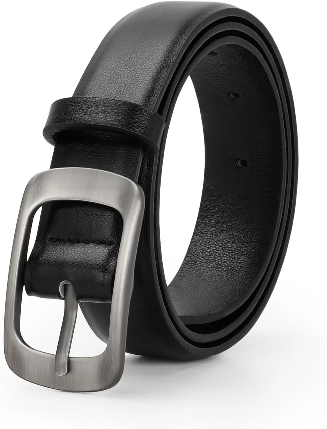 XZQTIVE Women Leather Belts for Jeans Pants, Black/Brown Waist Dress Belts with Gold/Silver Buckles, Fit Sizes S to XL