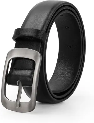 XZQTIVE Women Leather Belts for Jeans Pants, Black/Brown Waist Dress Belts with Gold/Silver Buckles, Fit Sizes S to XL