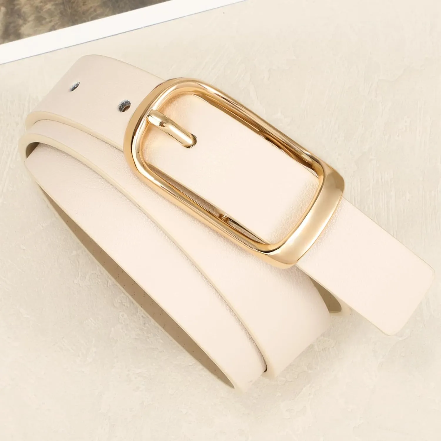 XZQTIVE Women's Leather Belts for Jeans Dress Pants Fashion Black Brown Belts for Women Ladies Waist Belts with Gold Buckle