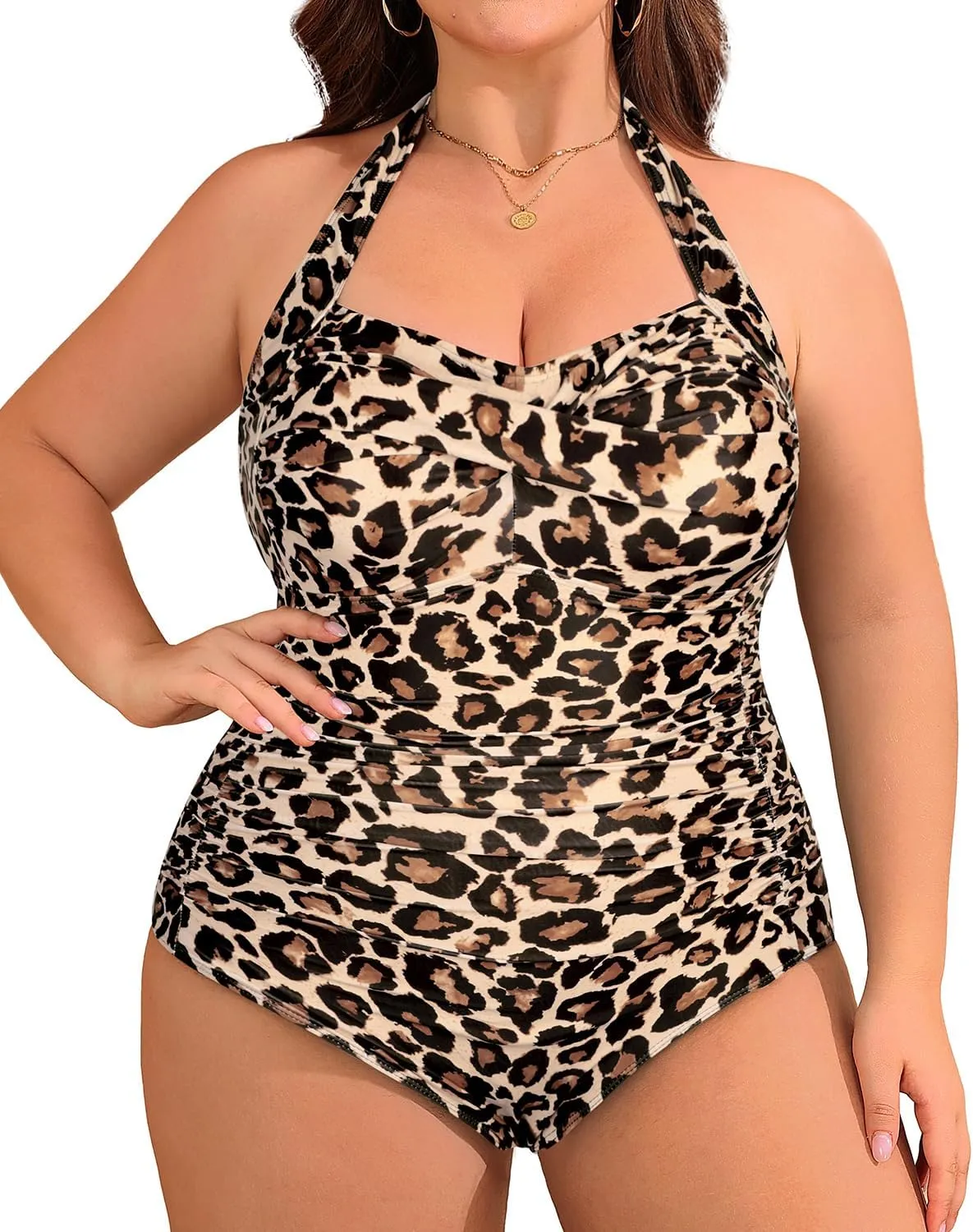 Yonique Plus Size Bathing Suit for Women One Piece Swimsuit Tummy Control Halter Tops for Women Swimwear