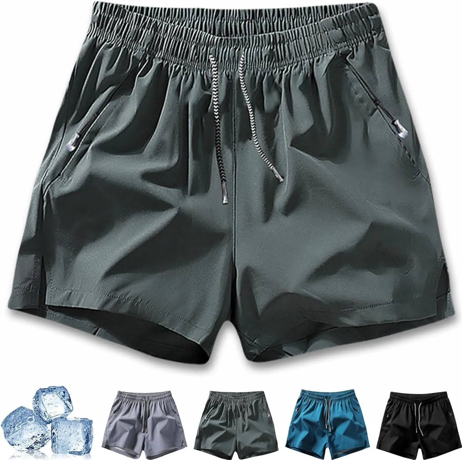 Yyclothing Mens Drawstring Shorts, Adjustable Elastic Lace-Up Gym Gym Solid Color Casual Athletic Quick Dry Shorts