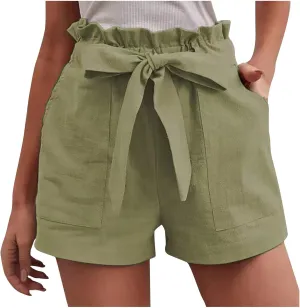 ZDRZK Work Shorts for Women High Waisted Tie Knot Front Trouser Shorts Trendy 2024 Fashion Business Summer Casual Shorts
